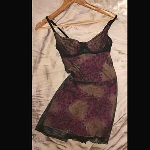Victoria's Secret Black Mesh Chemise